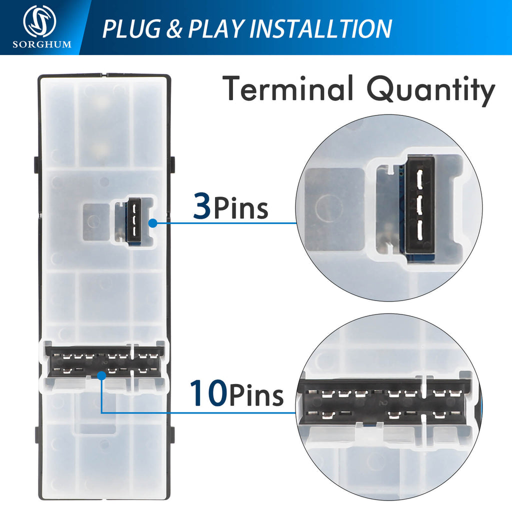 Sorghum 25401-JK42E 10+3pins Front Side Master Power Window Switch for Infiniti G35 G37 Q40