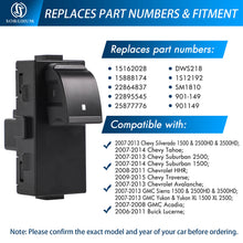 Załaduj zdjęcie do przeglądarki galerii, Sorghum 22895545 Passenger Side Master Power Window Control Switch For GMC Chevy Silverado Cadillac