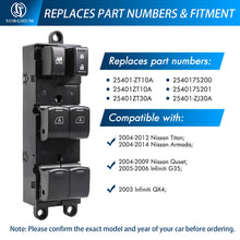 Load image into Gallery viewer, Sorghum 25401-ZT10A 16+3pins Electric Power Window Master Switch For Nissan Titan Armada 2004-2012