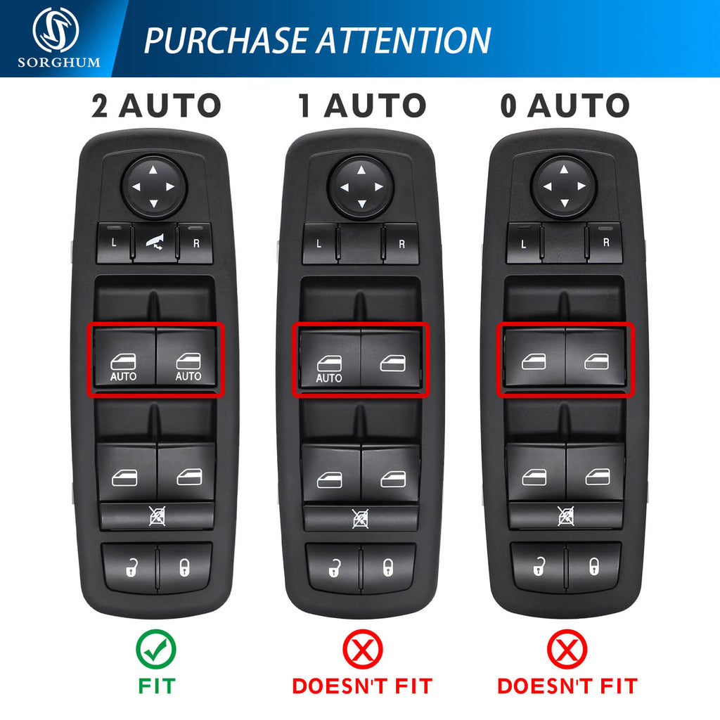 Sorghum 56046826AE 11-Pins Front Left Side Power Window Switch with Folding Button for Dodge Journey Chrysler 300 Ram 1500 2500 3500